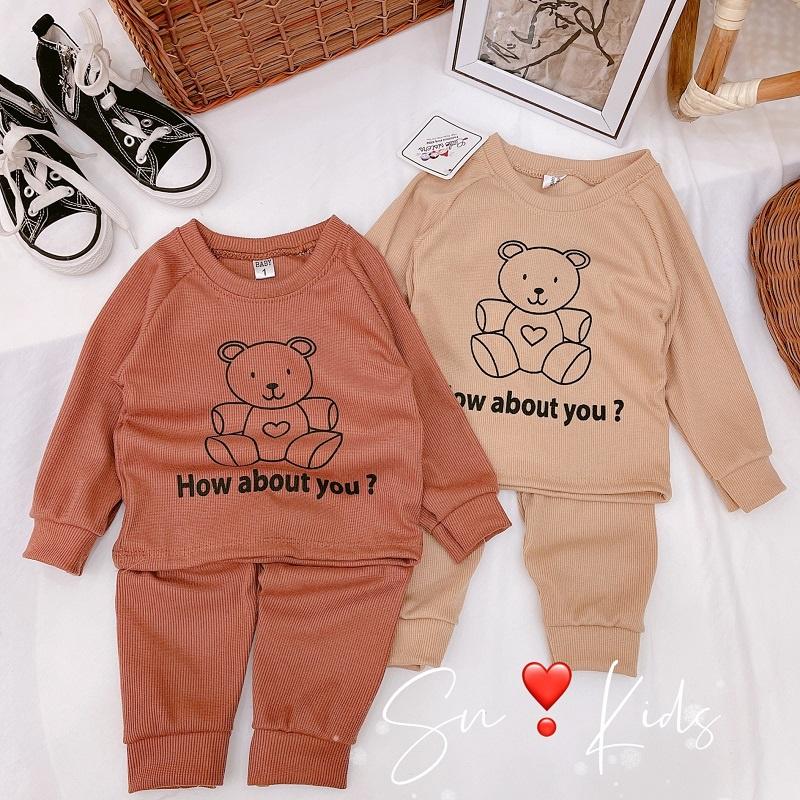 Bộ đồ dài tay thun gân cho bé trai và gái