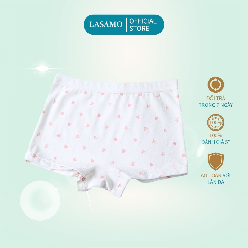 Quần chip bé gái, quần lót cho bé gái cotton cao cấp họa tiết Hearty dễ thương hãng LASAMO mã QLB020