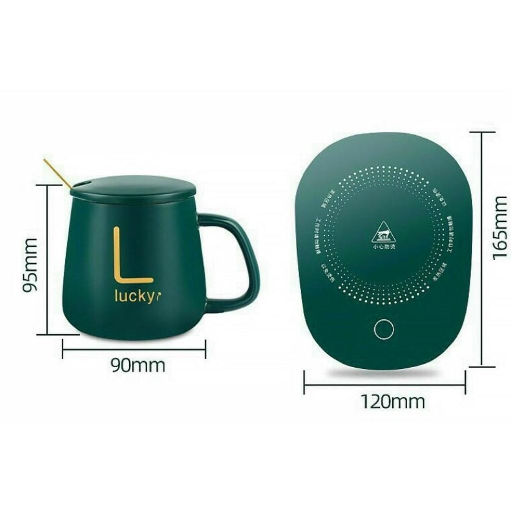 Bộ Ly Sứ Kèm Đế Hâm Nóng Trà, Cafe, Hâm sữa + Tặng Kèm thìa.