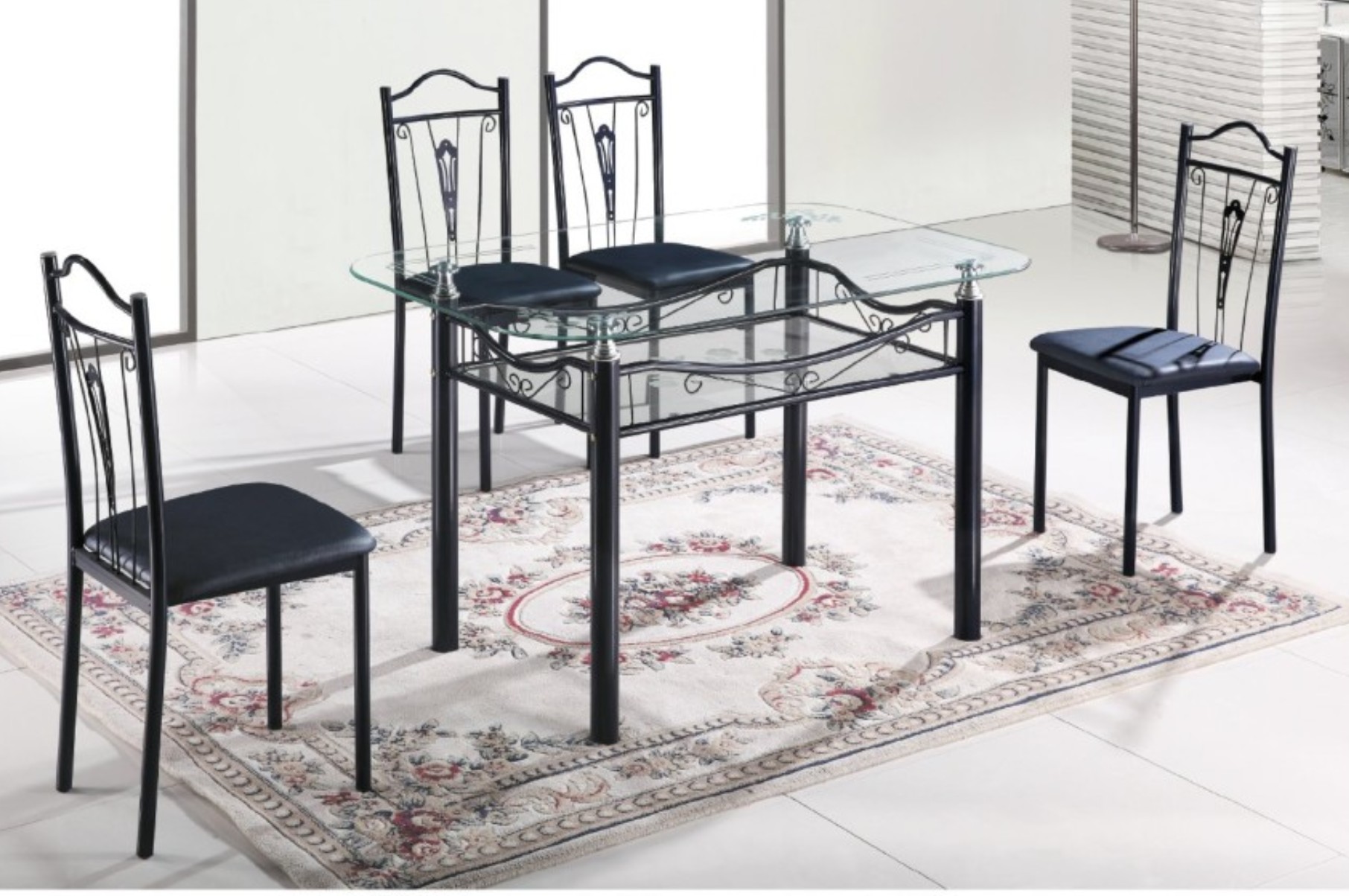 Bộ bàn ghế ăn mặt kính Juno Sofa thiết kế hiện đại