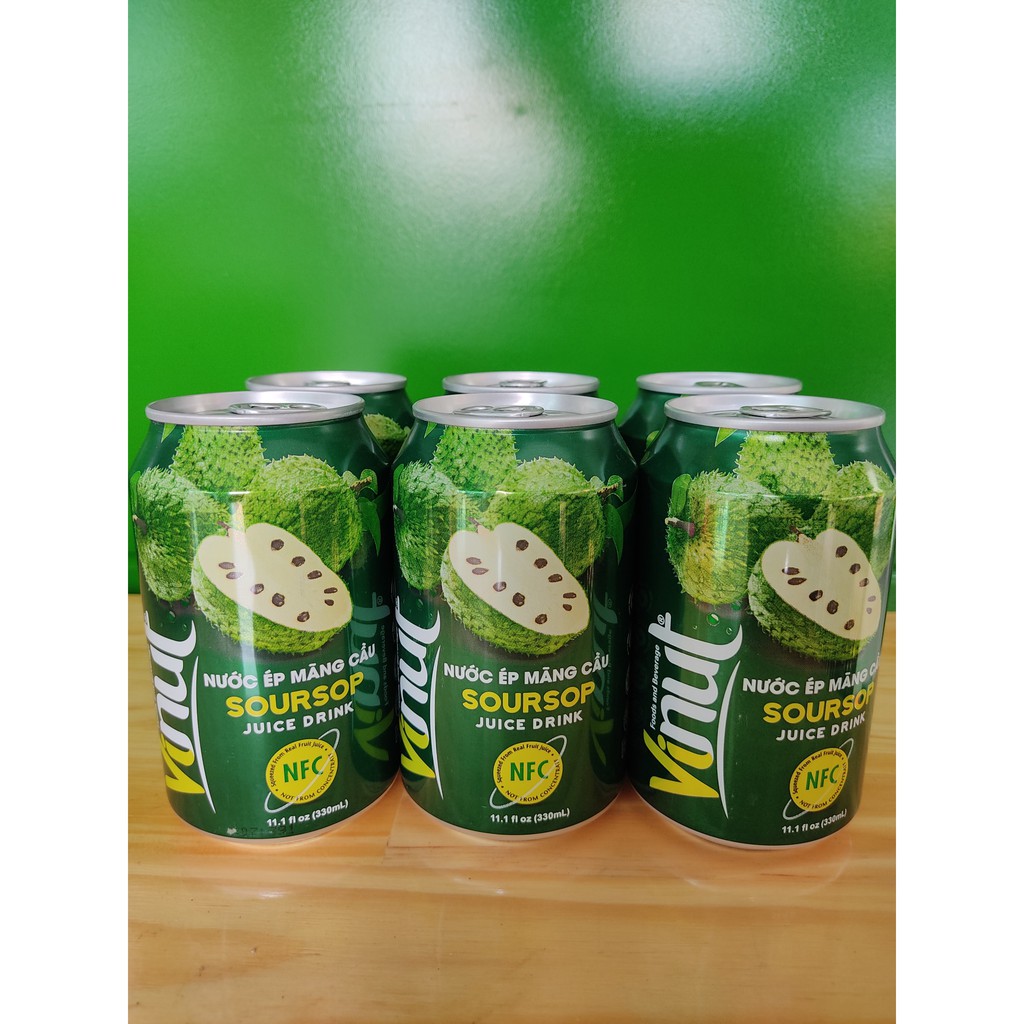 Lốc 6 Lon Nước Ép Mãng Cầu Lon 330 ml
