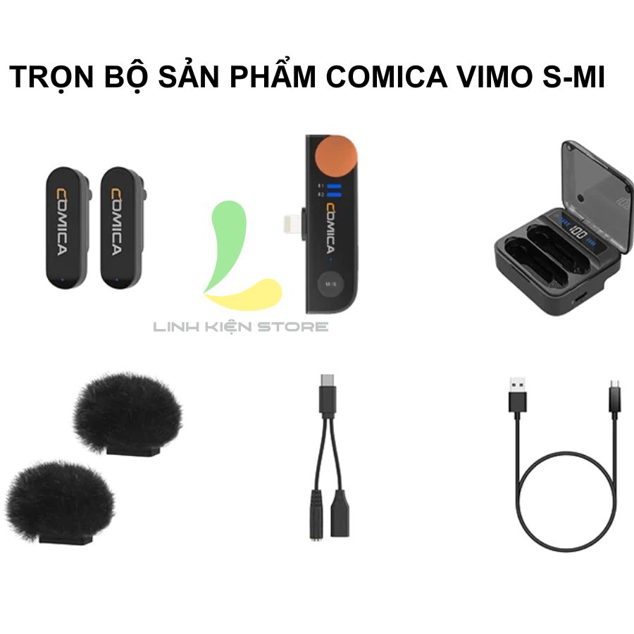 Micro thu âm không dây Comica Vimo S-MI - Micro cài áo nhỏ gọn sử dụng cho hệ điều hành IOS kèm dock sạc tiện lợi - Hàng chính hãng