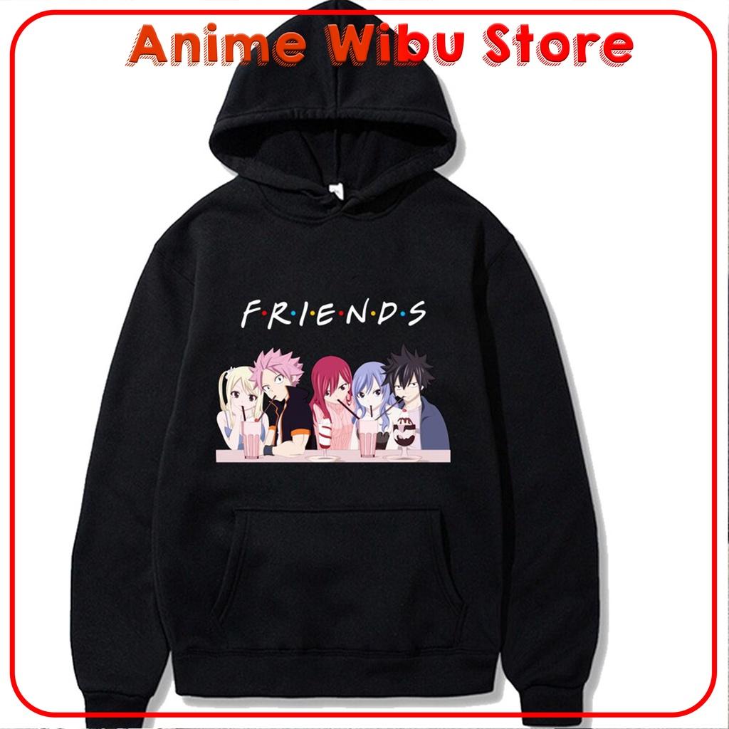 2 Mẫu Áo Hoodie Anime in hình Team Fairy Tail Friend ĐEN Mẫu áo AnimeWibuStore