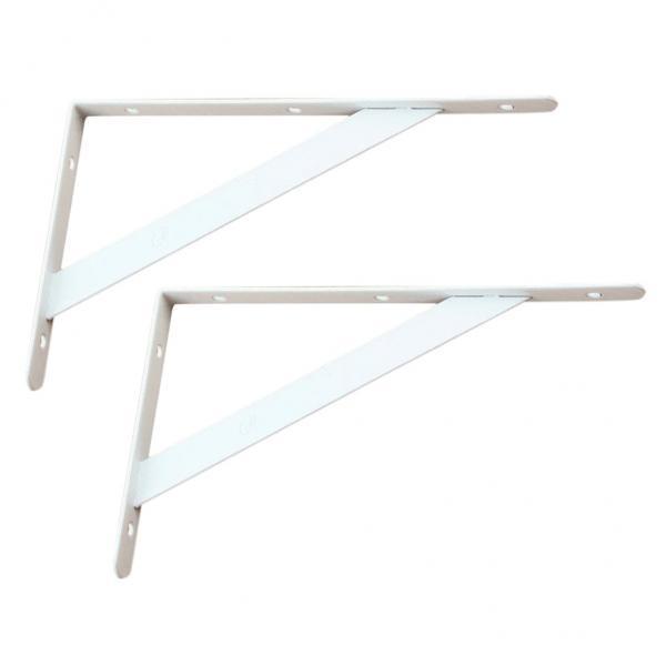3X 2 Pieces Metal L Shaped Wall Shelf Bracket Rack Support 300x190x2mm White
