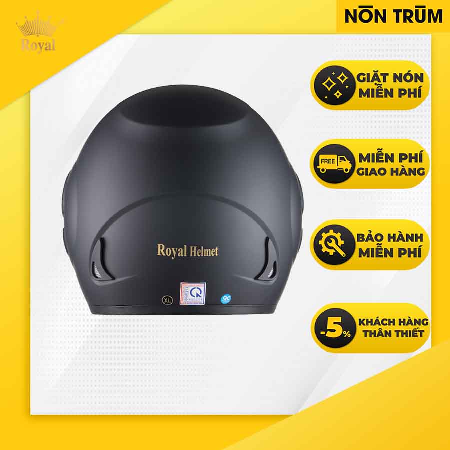 Nón bảo hiểm 3/4 ROYAL M01 đen nhám