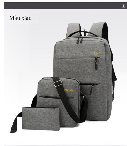 Bộ 3 món balo thời trang, balo học sinh cấp 2 balo học sinh cấp 3 balo đẹp BACKPACK mã 083