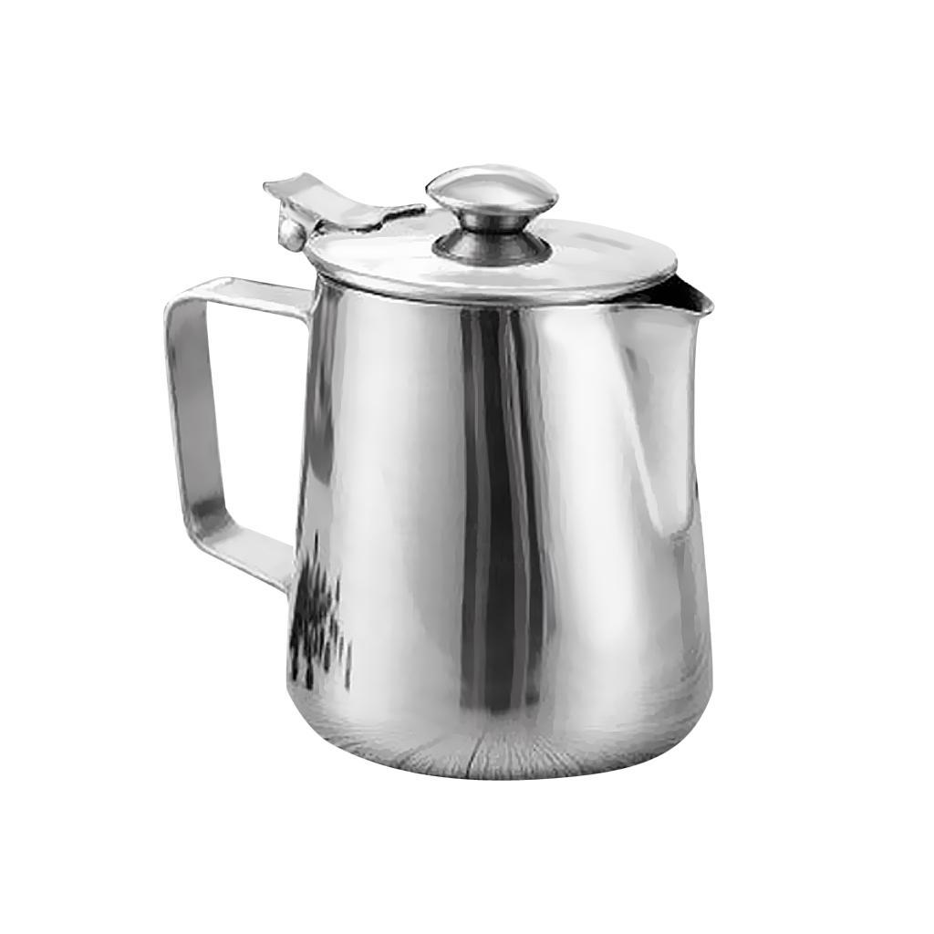 Silver Stainless Coffee Pitcher Milk Frothing Latte Jug Bar DIY 350ml+600ml