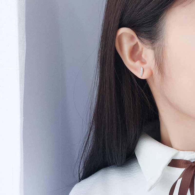 Khuyên tai bạc Ý s925 hình lá E3122 - AROCH Jewelry