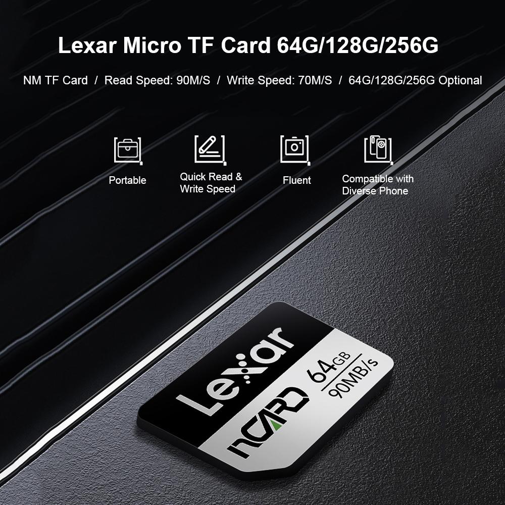 Lexar Micro TF Card 64G/128G/256G 90MB/S Compatible with HUAWEI Mate20/30/P30PRO Mini Portable