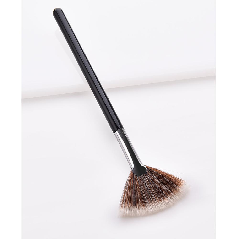 Professional Small Face Powder Foundation Blush Fan Brush Make Up Tool Black