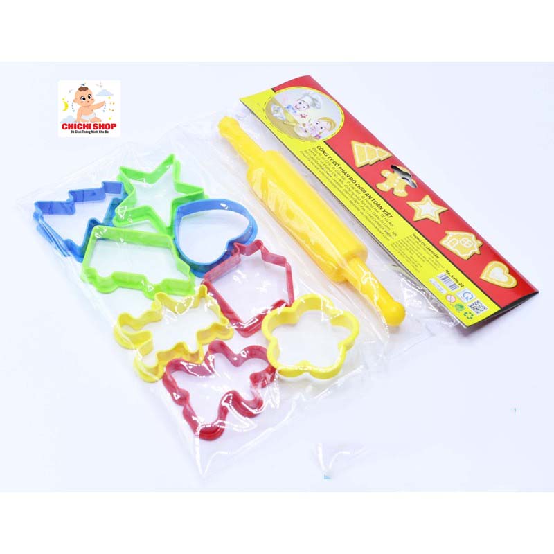 Đồ Chơi Làm Đầu Bếp Nhí - Set 8 Khuôn Đất Nặn BaKing Kèm Con Lăn Với Màu Sắc Bắt Mắt Cho Bé Sáng Tạo