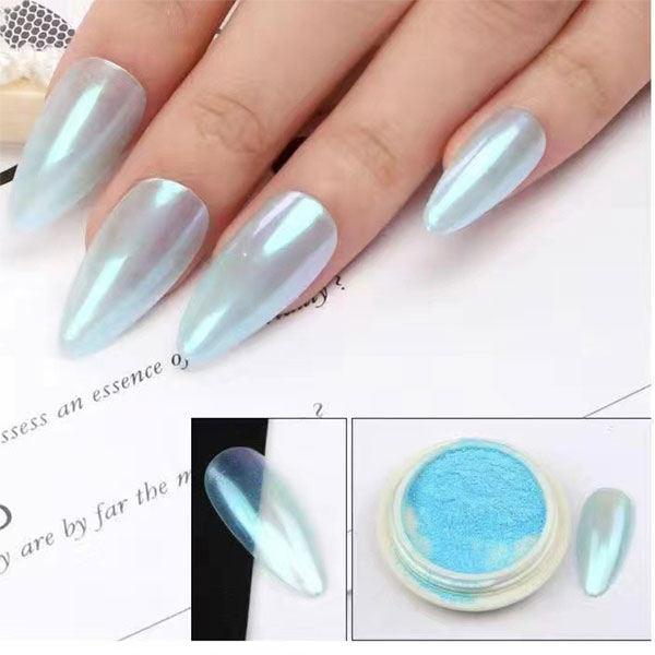 Set Bột Tráng Gương Nail 6 Màu Ánh Trai Trang Trí Móng Óng Ánh (Tặng Kèm 6 Cọ Chà Tráng Gương)