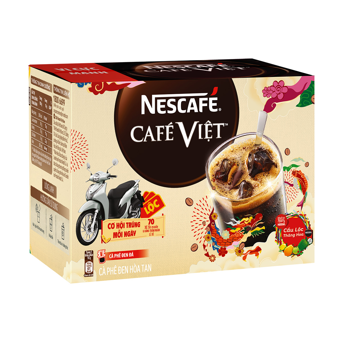 [Tặng Bình Jug 1 Lít Nescafé] Combo 2 Hộp Cà phê hòa tan Nescafé Café Việt Đen Đá (Hộp 15 gói x 16 g) - Phiên bản Tết 2024