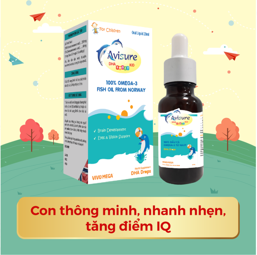 Combo Avisure D3MK7 và Avisure DHA smart kid hỗ trợ bé cao lớn, thông minh, mắt sáng