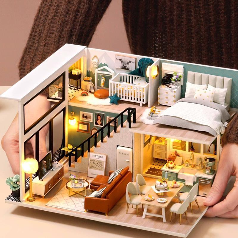Mô hình nhà DIY Doll House Comfortable Life Kèm Mica Chống bụi