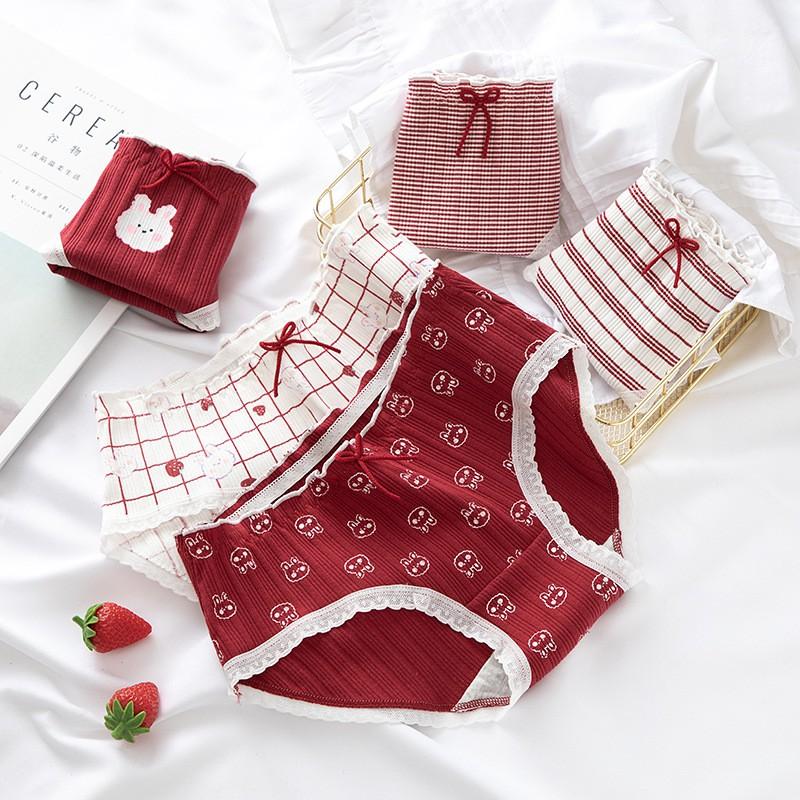 Quần Lót Nữ Cotton Dâu Tây Kháng Khuẩn Ngang Eo  Hàng Loại Đẹp.
