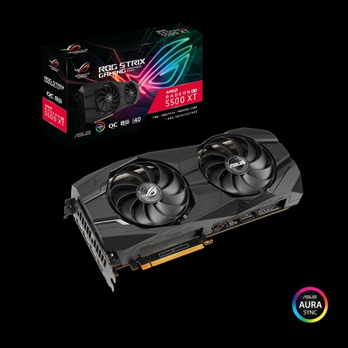 Card đồ họa VGA ASUS ROG-STRIX-RX5500XT-O8G-GAMING PCI Express 4.0 GDDR6 8GB 128-bit - Hàng Chính Hãng