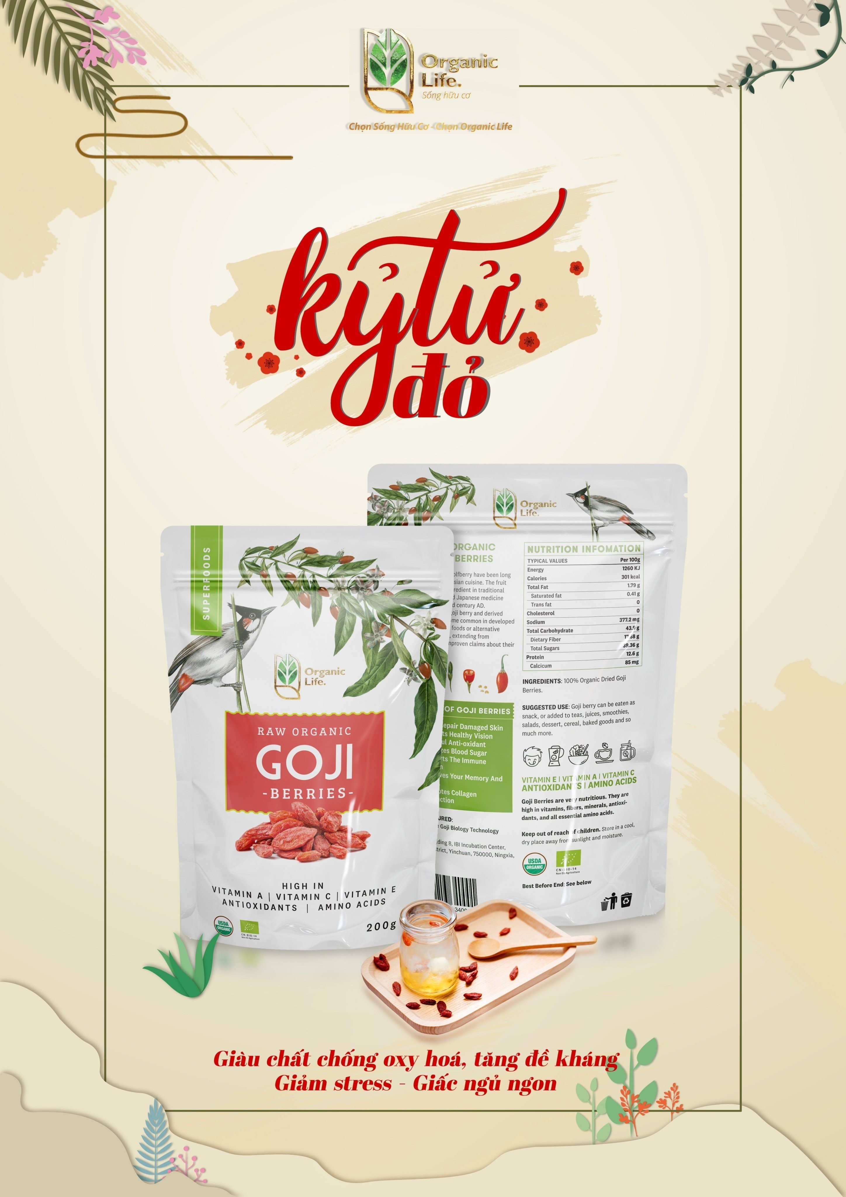 Kỷ tử Ninh Hạ hữu cơ Organic Life 200g