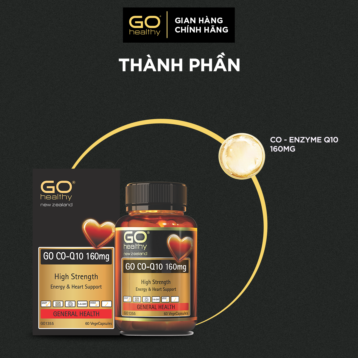 GO CO Q10 160MG 30 VIÊN- Viên uống bổ tim nhập khẩu chính hãng GO Healthy New Zealand