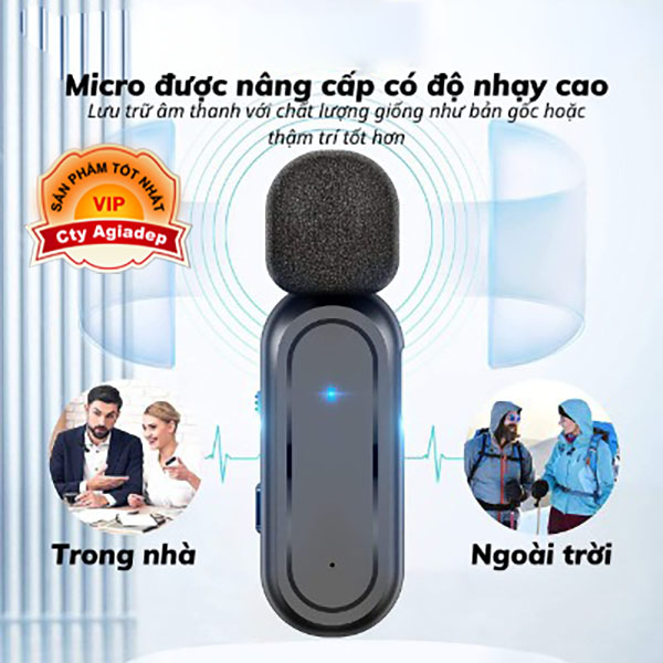 Mic thu âm livestream video K61 Micro thu âm không dây cài áo, cầm tay,khử tiếng ồn tối đa khoảng cách thu âm 20m-Hàng chính hãng