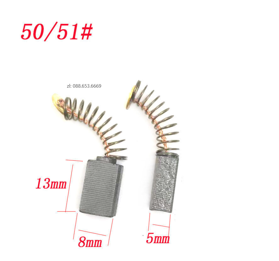 1 cặp chổi than 51 dùng cho máy khoan, máy mài... kích thước 13 *8 *5mm
