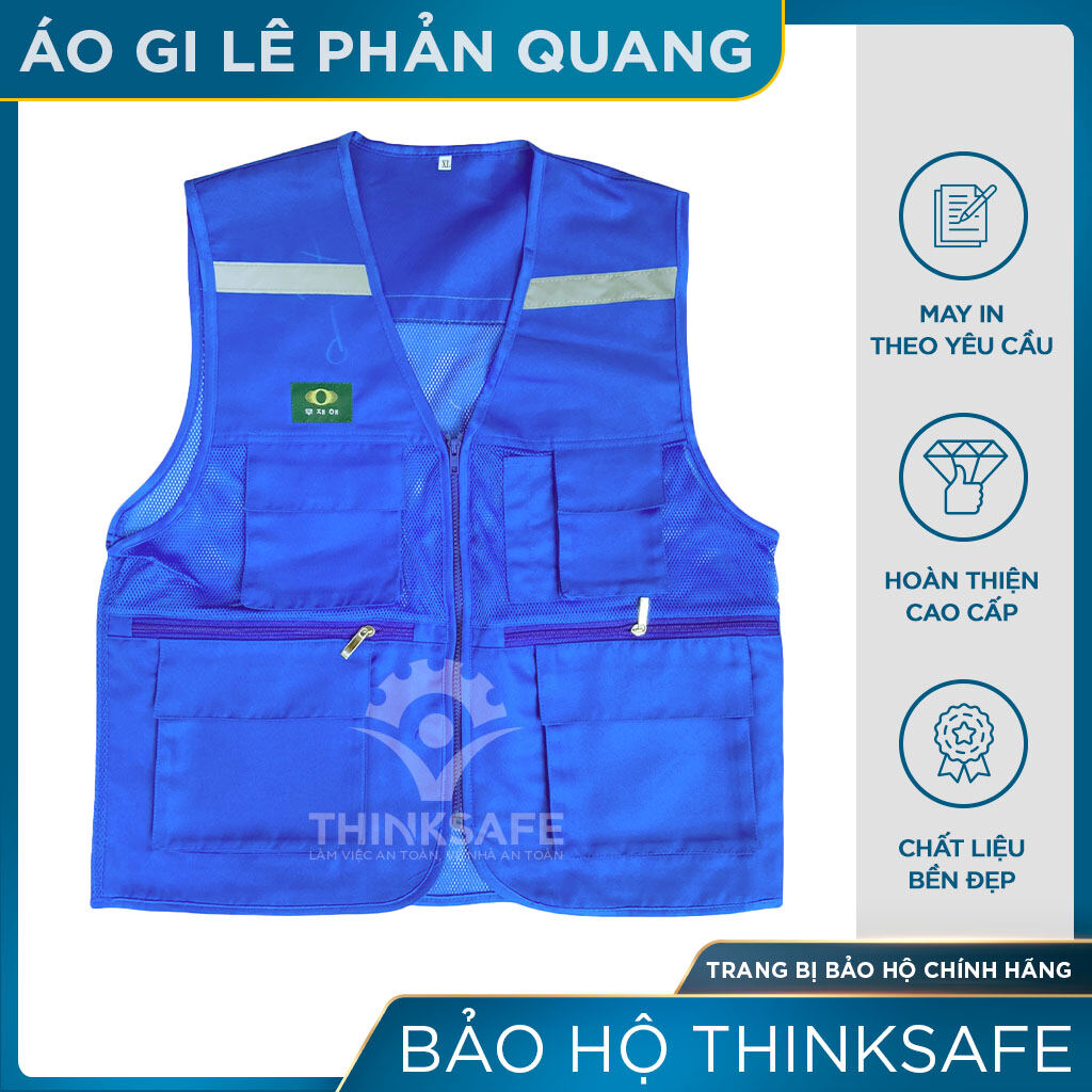 Áo gile bảo hộ Thinksafe, áo phản quang giá rẻ, gi lê cho kỹ sư, áo lưới công nhân, vải Pangrim Hàn Quốc cao cấp bền - Áo khoác