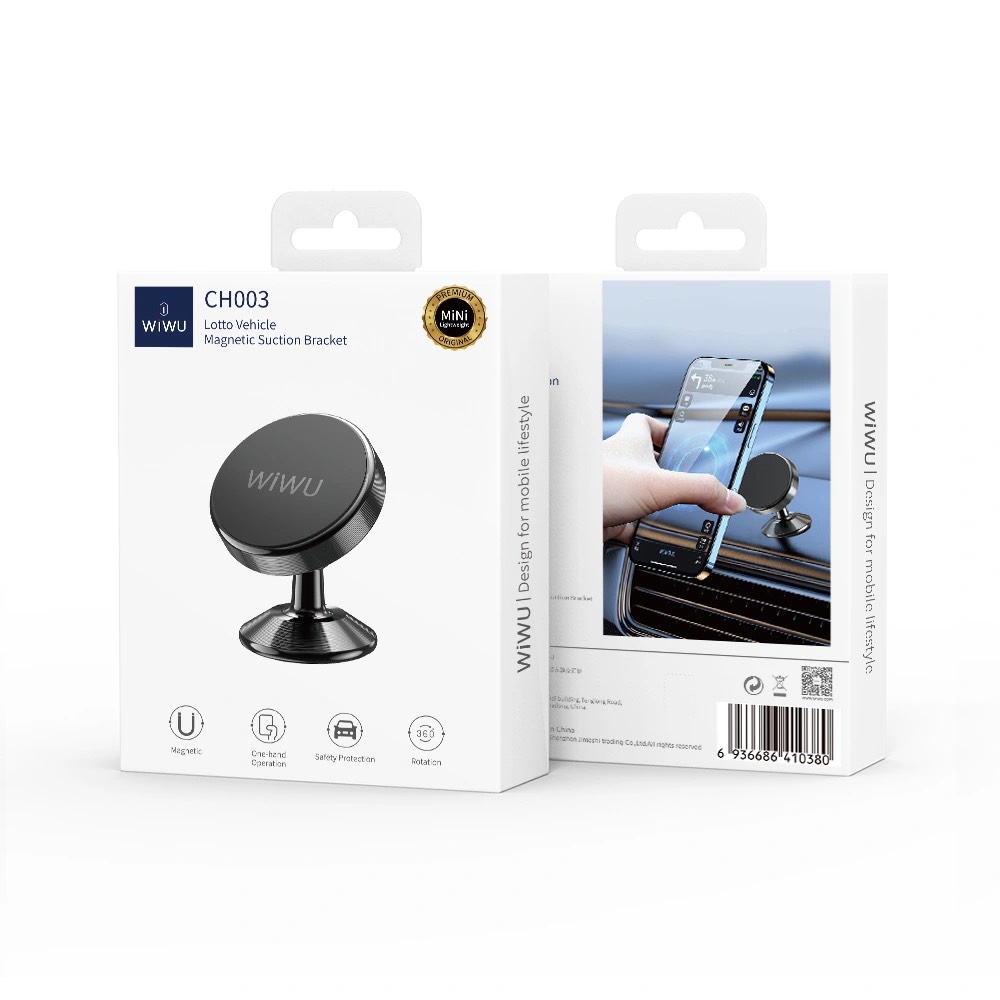 Giá đỡ Wiwu CH003 Car Mount dành cho điện thoại thông minh trên ô tô, thiết kế từ tính hút mạnh mẽ - Hàng chính hãng