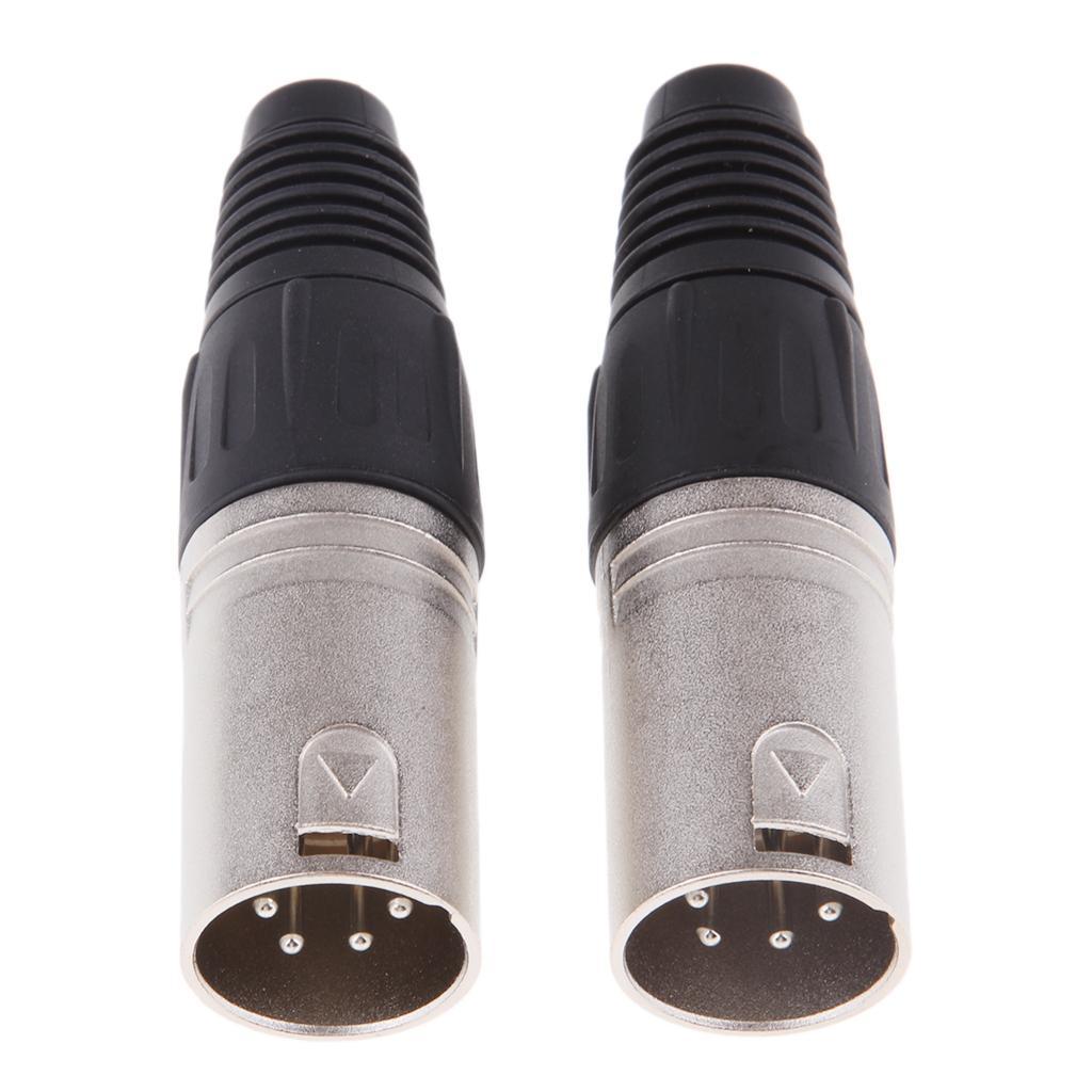 2Pieces Metal 4-Pin Male Microphone XLR Plug Adapter