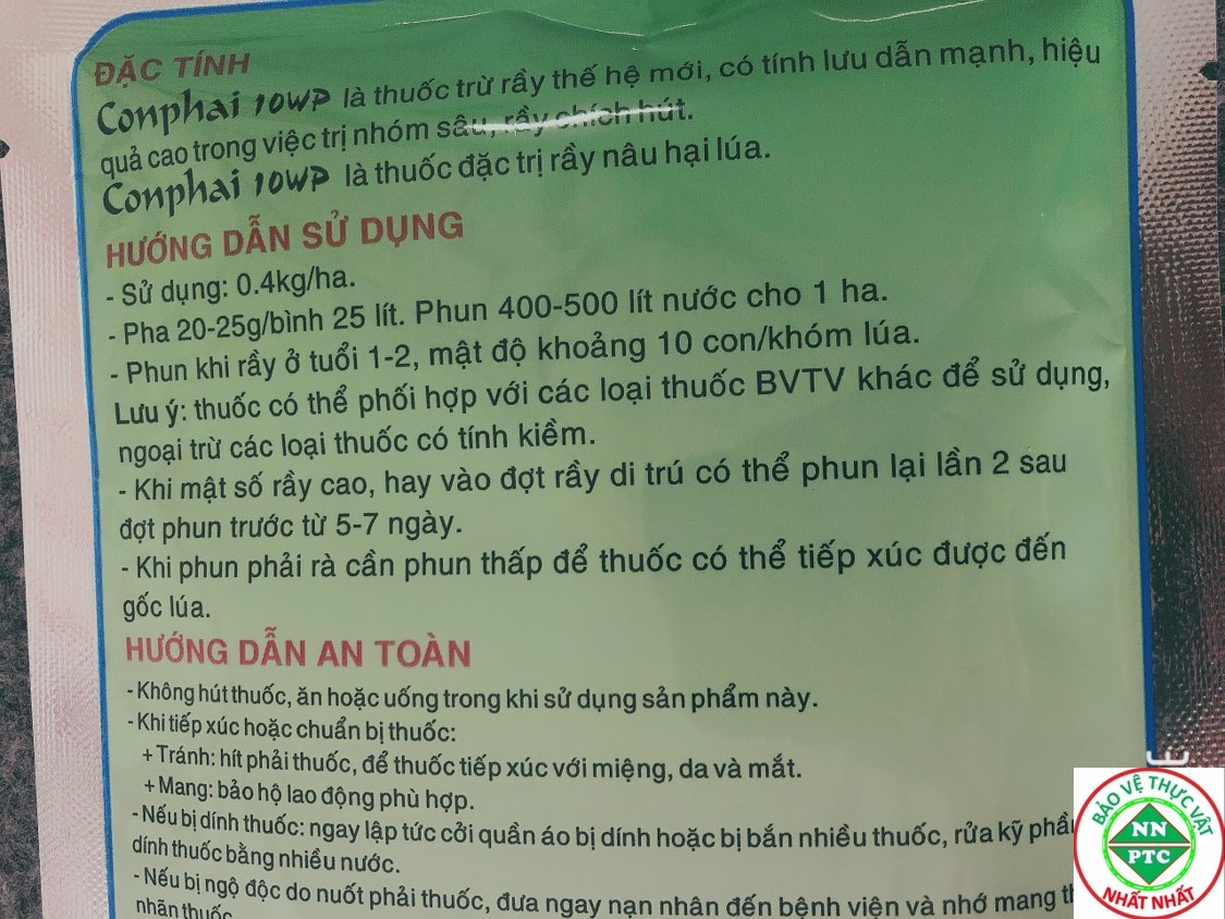 THUỐC TRỪ SÂU Conphai 10WP DẸP TAN RẦY NÂU HẠI LÚA - 100 g