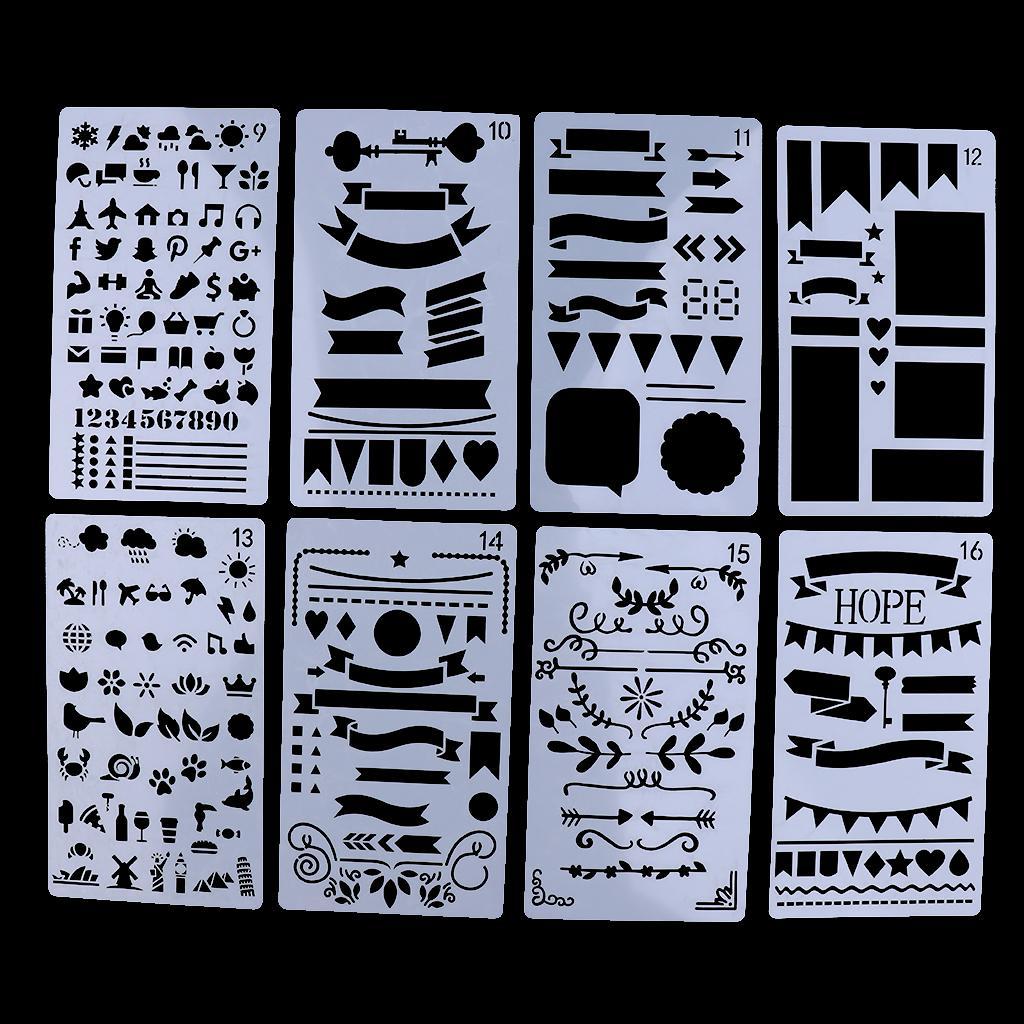 20 Pieces Plastic Journal Stencils Drawing Template for Planner/Journaling/Scrapbooking/Notebook/Diary/Card/Art