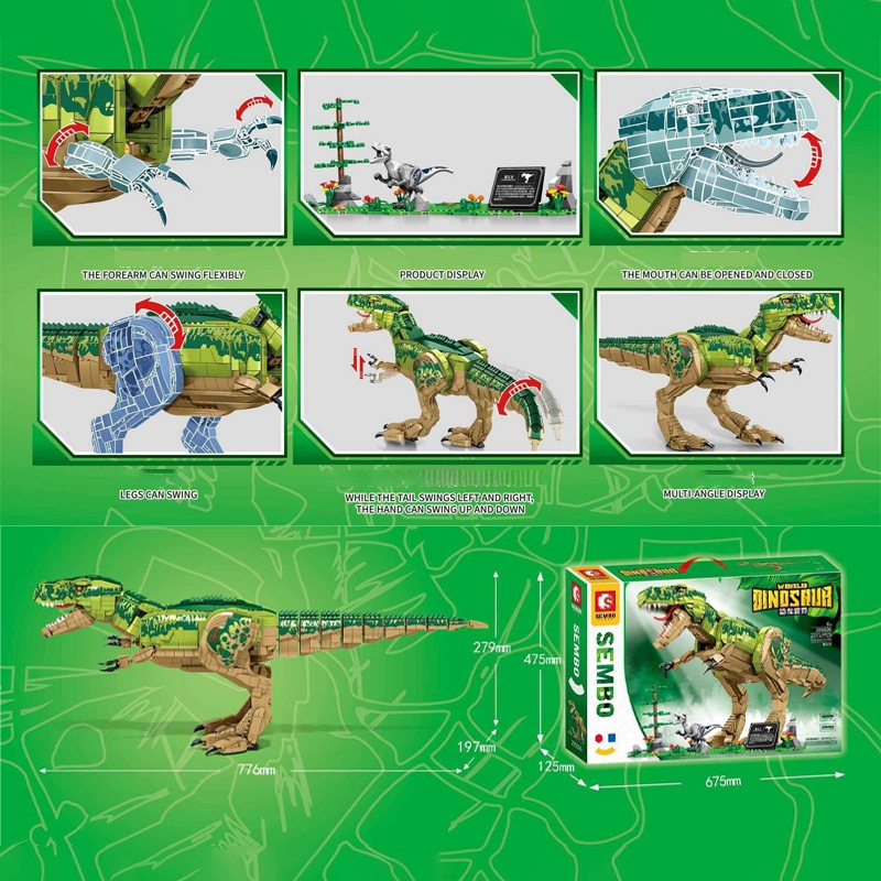 Đồ chơi Lắp ráp khủng long T-rex, 205026 Xếp hình thông minh, Mô hình khủng long