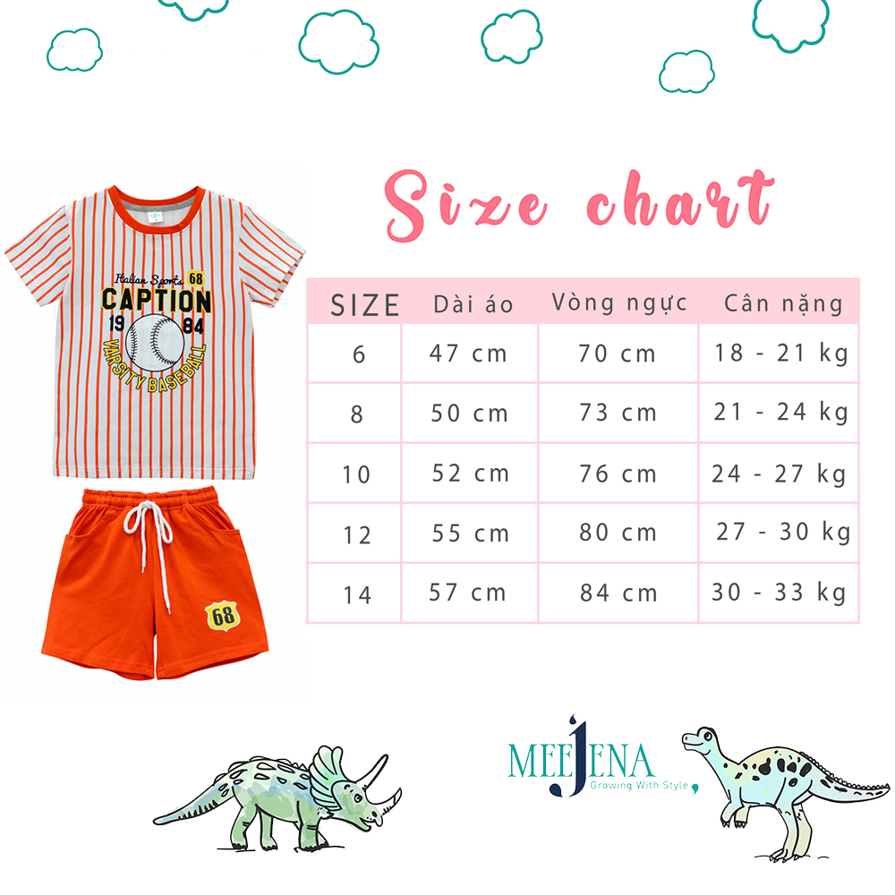 Quần áo bé trai MEEJENA từ 18-33 kg Chất liệu 100% COTTON - 1010