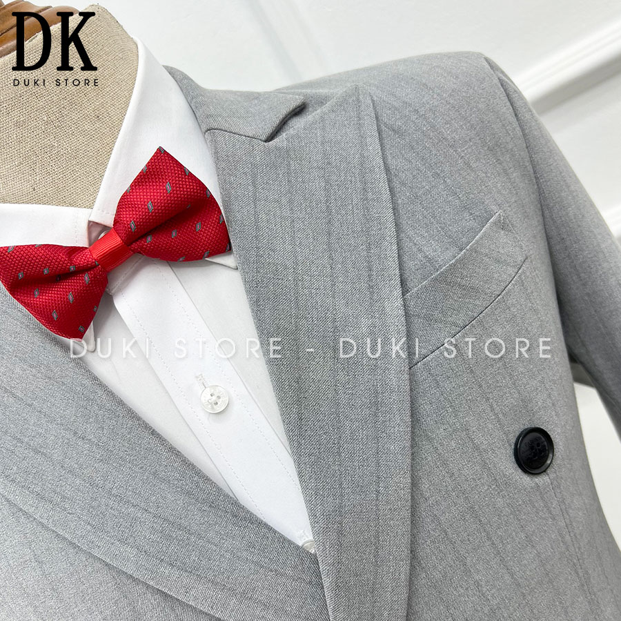 Bộ vest nam 6 nút Hàn Quốc kẻ sọc màu ghi thanh lịch DKE0065 - DUKI STORE