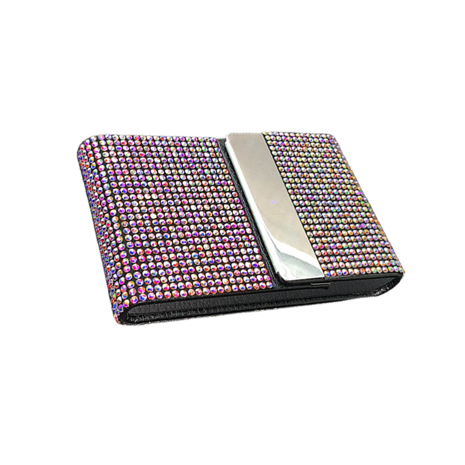 Minimalist ID Card Holder, Card Pocket Multifunctional Card Case with Rhinestones Document Organizer Wallet Pouch for ID Card Men