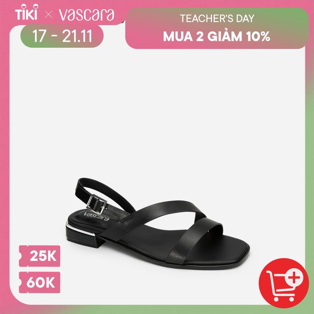 Vascara Giày Sandal Vân Da Kỳ Đà Gót Trụ Viền Metallic - SDK 0323