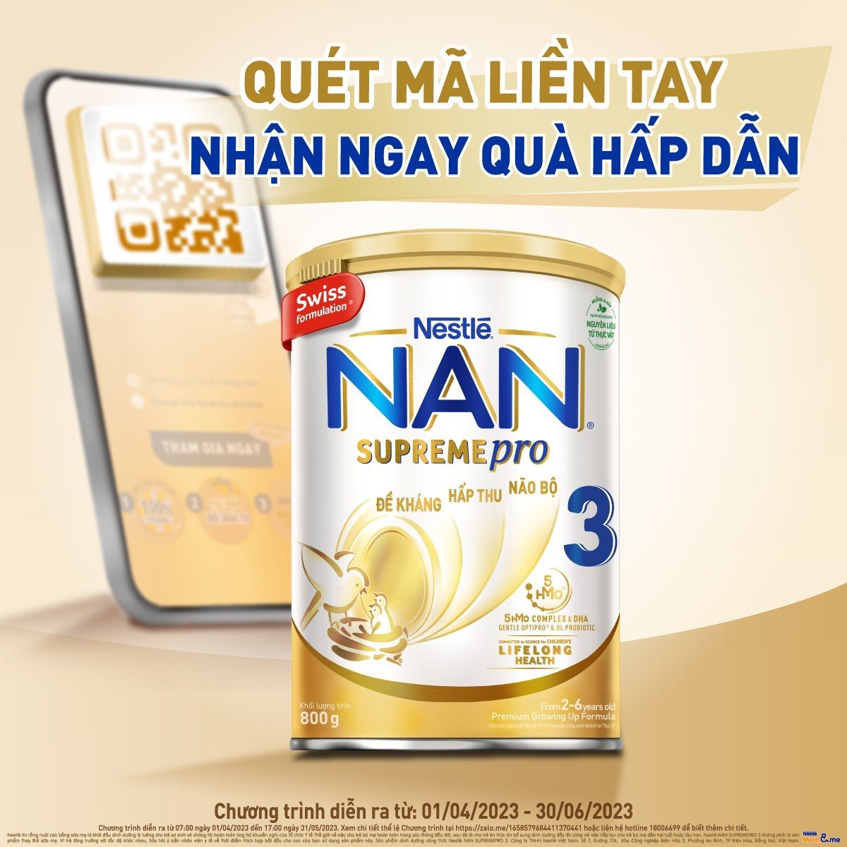 Sữa bột Nestlé NAN SupremePro 3 nhập khẩu từ Đức với 5HMO giúp tăng đề kháng, đạm Gentle Optipro giúp dễ hấp thu & ngừa nguy cơ dị ứng