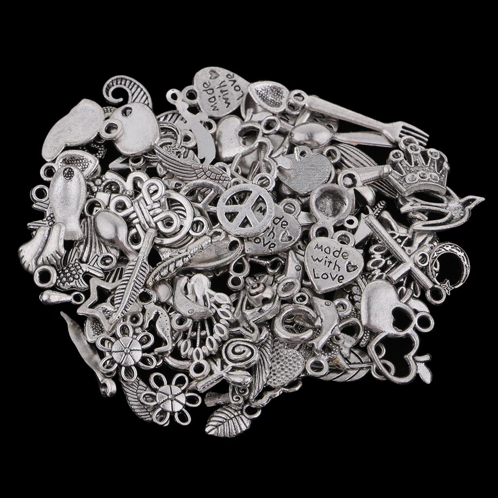 100pcs Flower Heart Pendants Jewelry Making Charms for DIY Necklace Bracelet