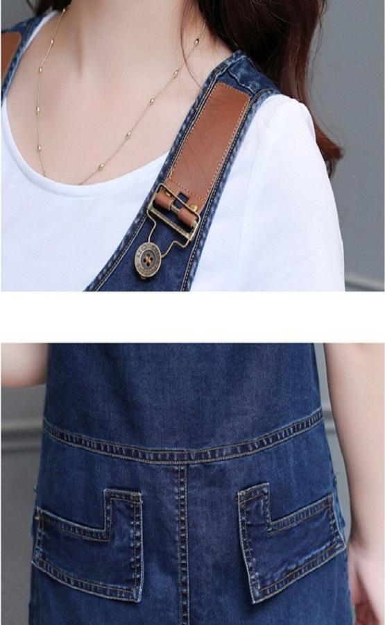 Đầm Jean Yếm Dây Da Phối Túi Sành Điệu