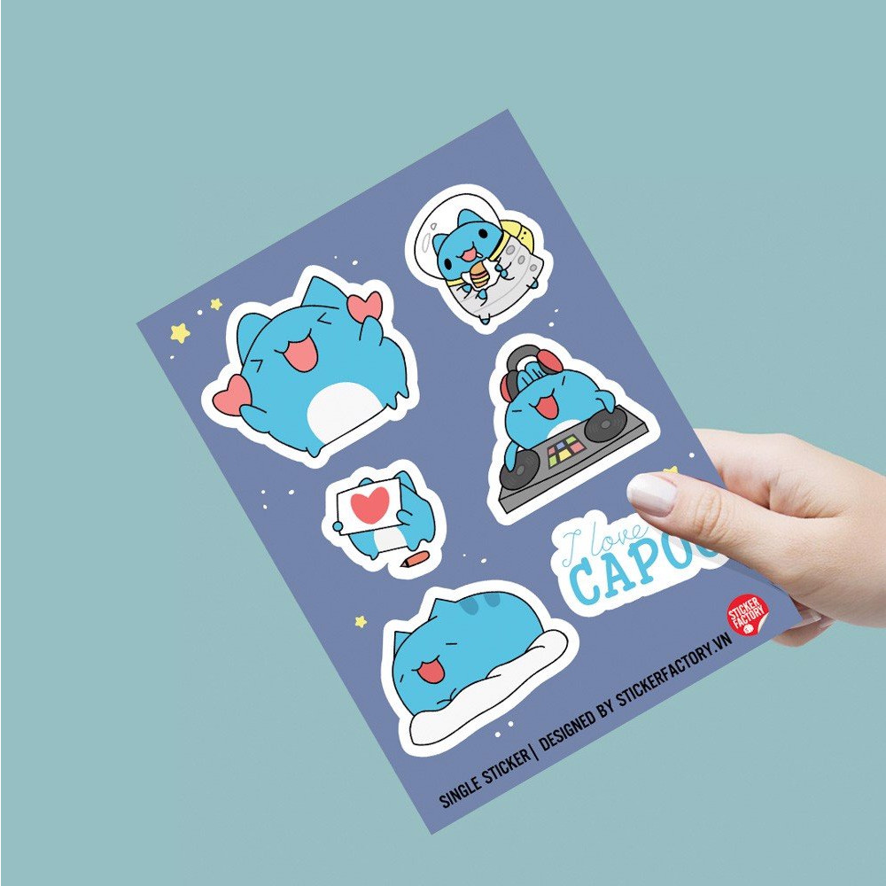 I Love CAPOO - Single Sticker hình dán lẻ Siêu Mèo Capoo