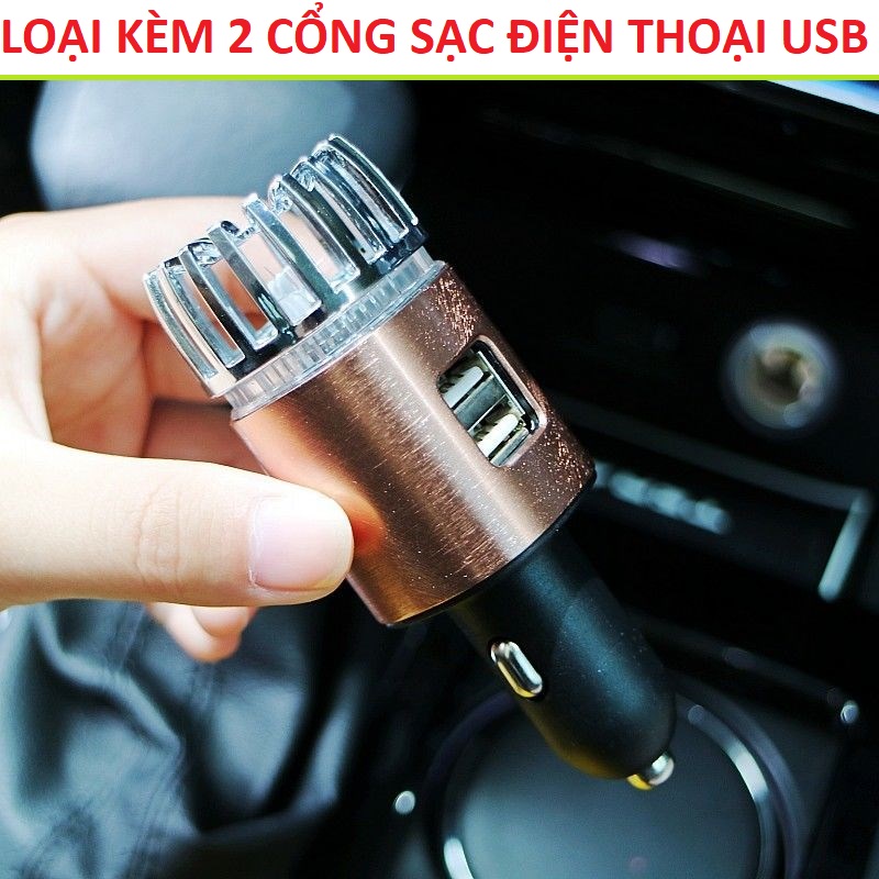 Máy lọc không khí xe hơi ô tô công nghệ ion âm USA lọc mùi khử khuẩn kèm 2 cổng sạc nhanh loại tốt mẫu mới