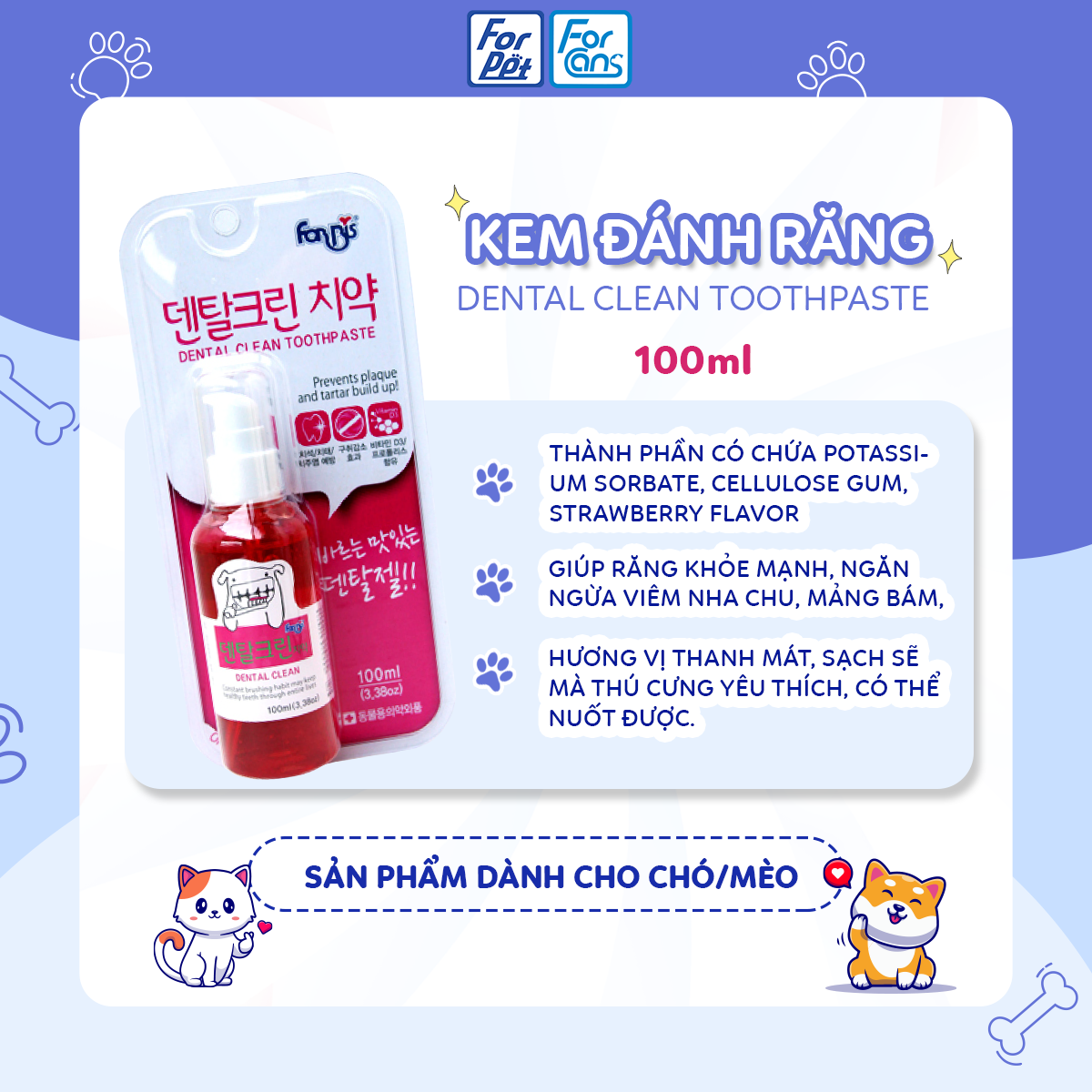 Kem Đánh Răng Cho Thú Cưng Forcans 100ml