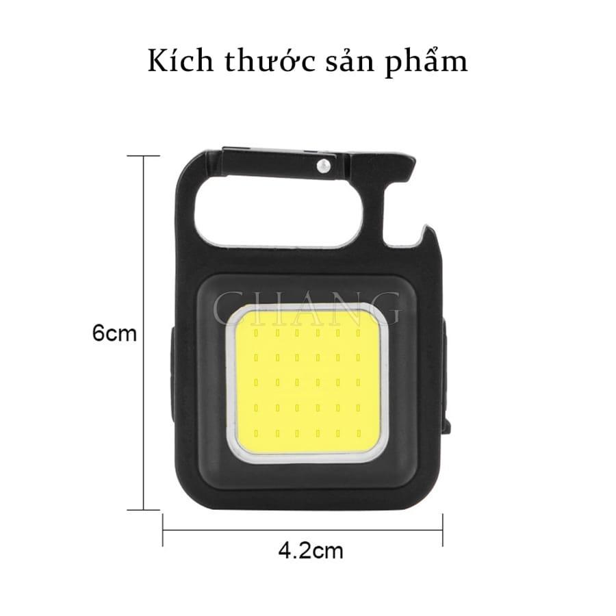 Móc Chìa Khoá Đèn Pin Đa Năng LED COB Siêu Sáng Tích Hợp Mở Bia, Chống Nước, Dùng Pin Sạc USB, Có Nam Châm Đính Kèm