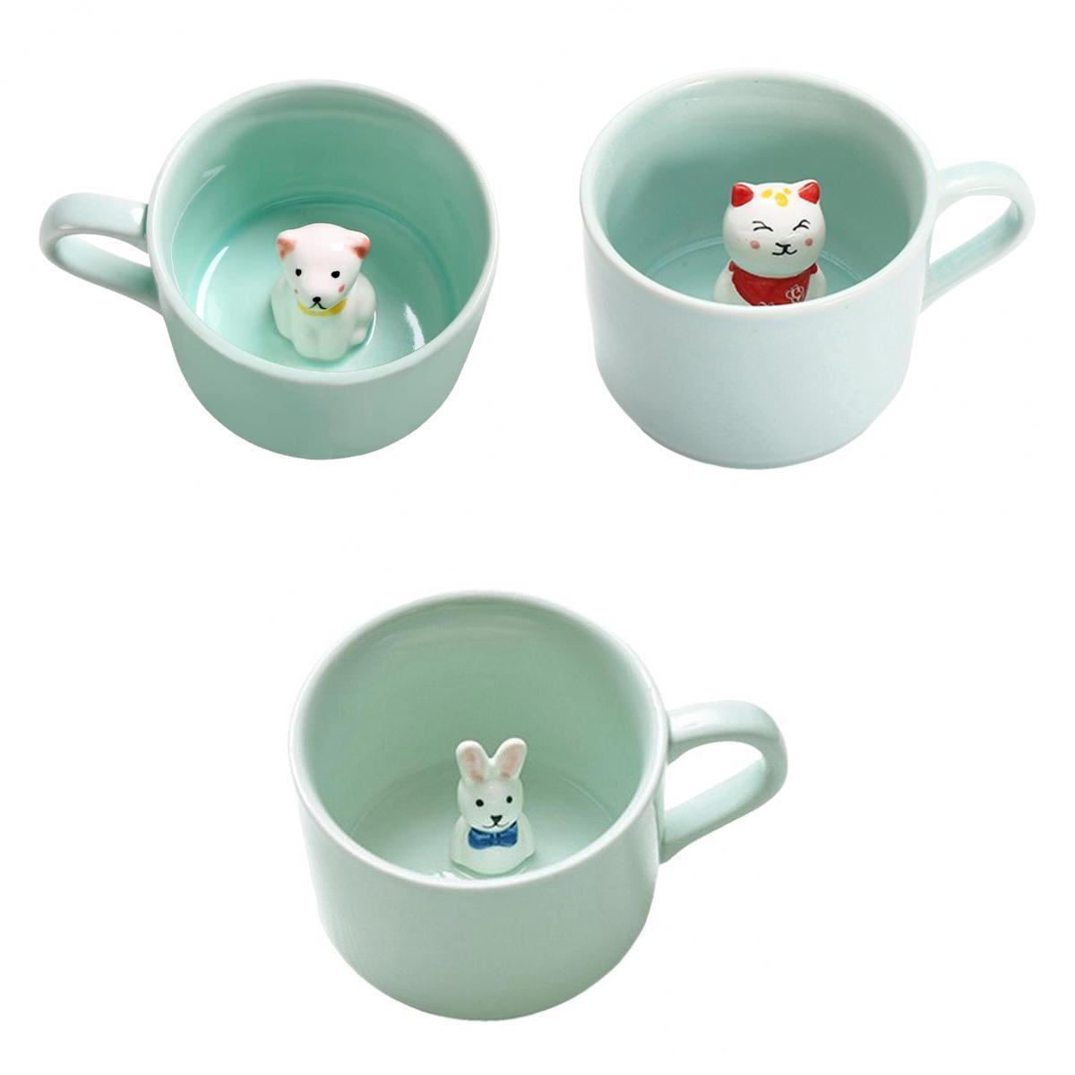 3 Pcs Coffee Mug Cute Animal Inside Ceramic Milk Cup Teacup Gifts for Women