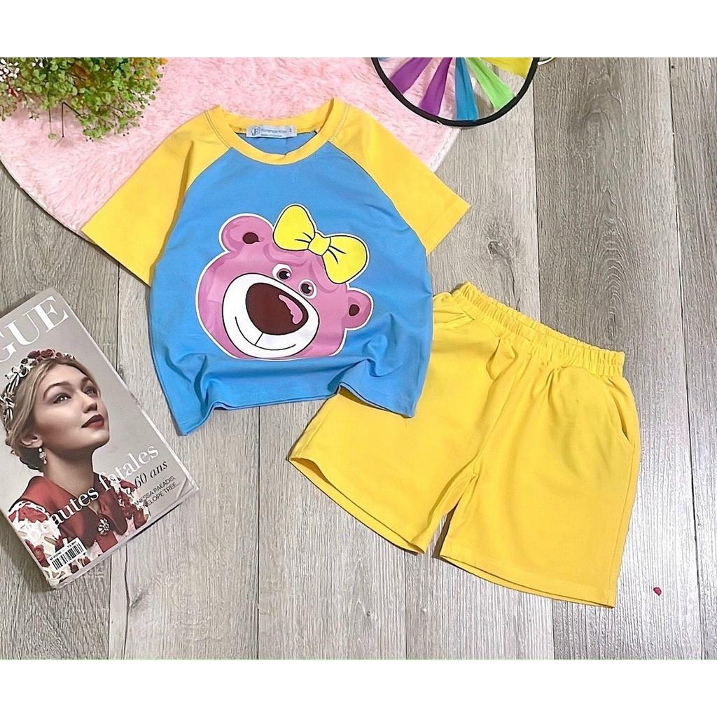 COMBO3 đồ bộ bé gái dễ thương in GẤU NƠ phối raplang từ 7kg đến 25kg-GAURAPLANG