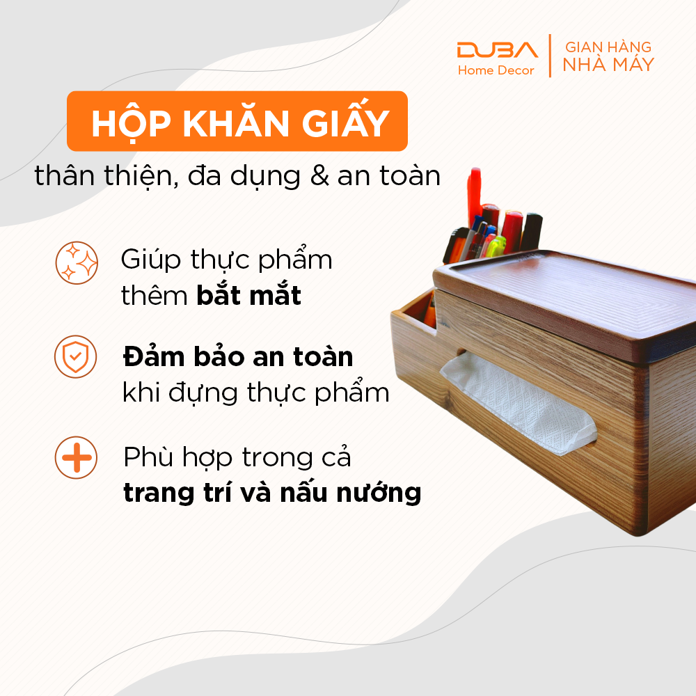 Hộp đựng khăn giấy để bàn, hộp đựng giấy ăn đa năng, hộp gỗ đựng giấy ăn cao cấp xuất Mỹ - DUBA (Hàng xuất dư)