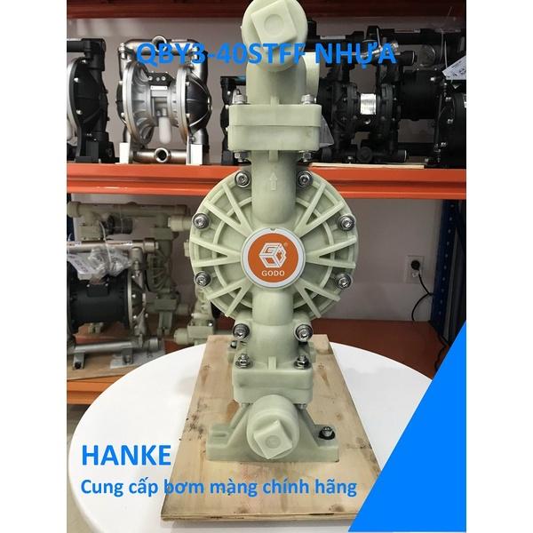 Máy bơm màng khí nén thân nhựa PP, GODO QBY3-40STFF