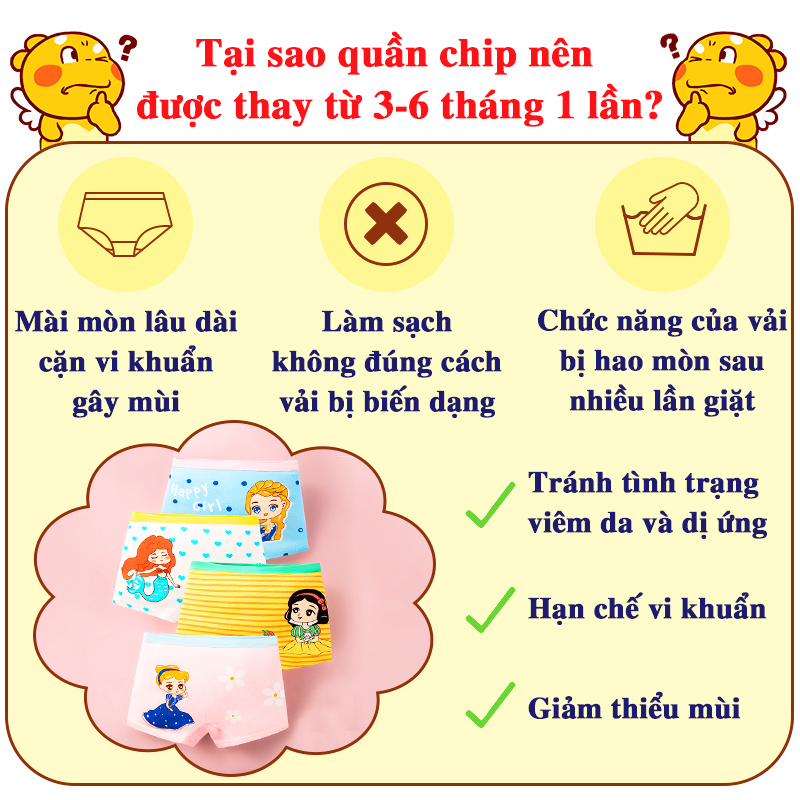 Quần chip bé gái nhiều họa tiết xinh xắn Baby-S, Set 4 quần chip đùi bé gái chất cotton mềm mịn cao cấp – SC027