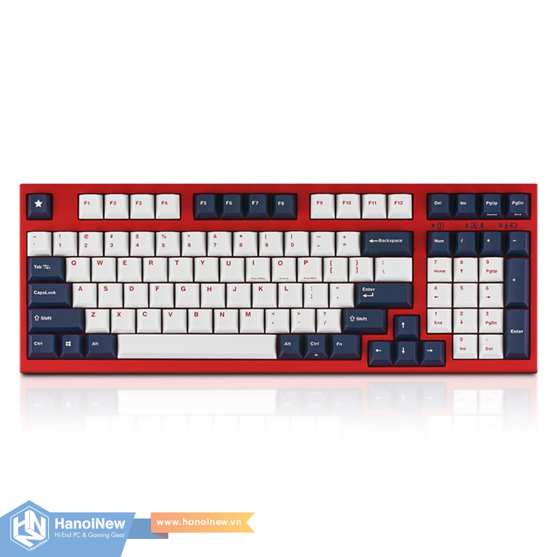 Bàn Phím Cơ Leopold FC980M PD BT White Navy Red Font Blue Star (Red Case) Bluetooth - Hàng chính hãng