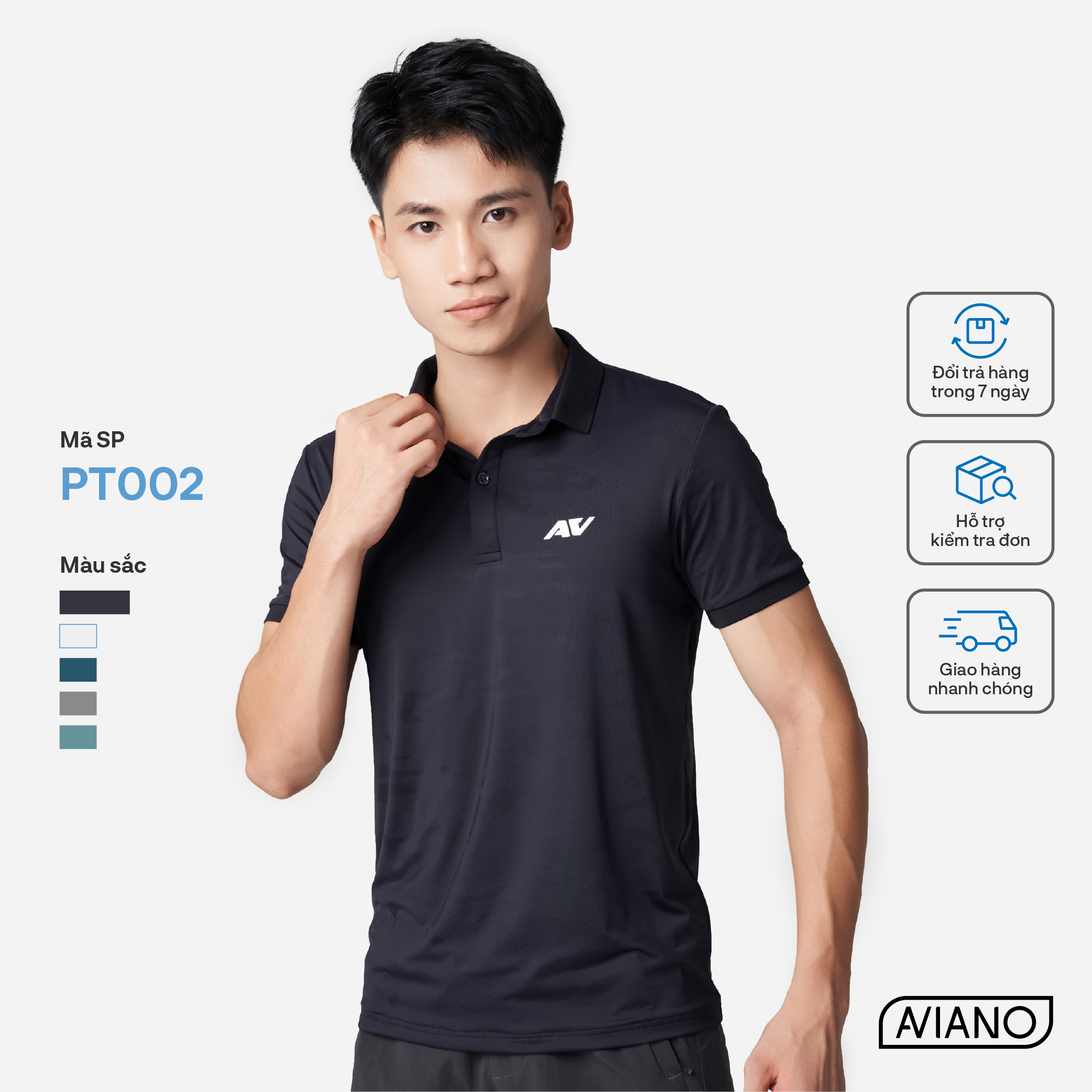 Áo Polo Thể Thao Nam Công Nghệ Microfiber Dryfit Siêu Mát AVIANO, Áo Polo Nam Chất Liệu Thoáng Khí, 5 Màu Basic