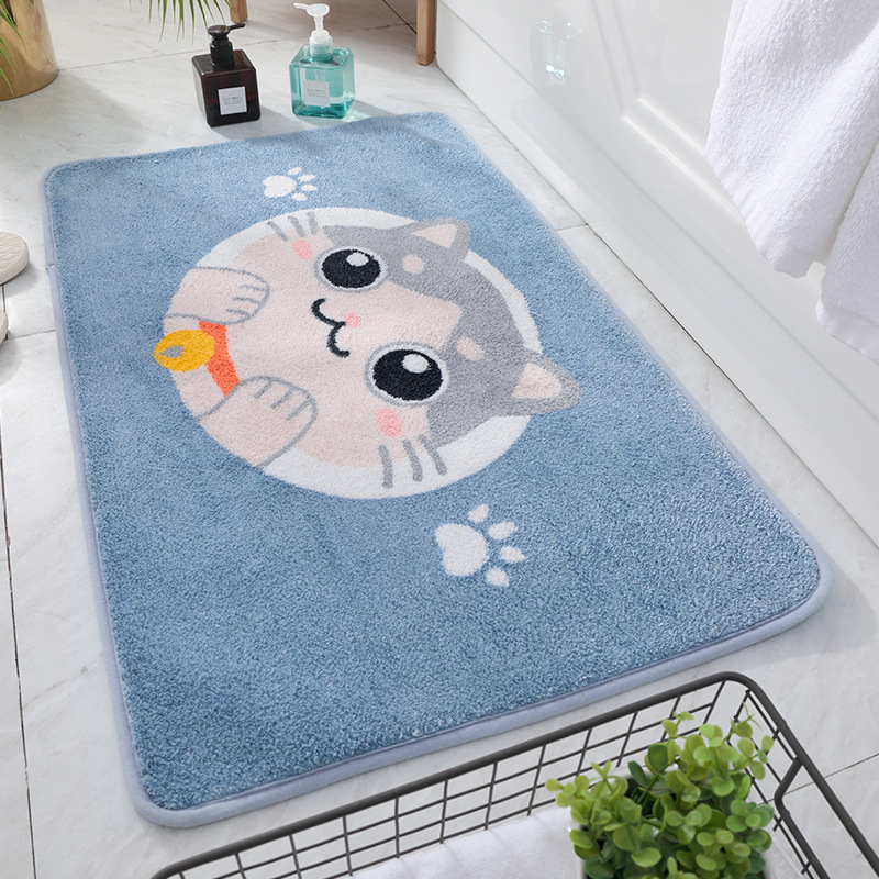 Thảm Lau Chân Lông Xù Chống Trượt Hình Mèo Neko 45x65cm